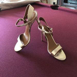 Halston Heritage gold metallic high heels.